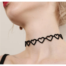 Load image into Gallery viewer, Black Leather Love Heart Choker Necklaces