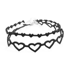 Load image into Gallery viewer, Black Leather Love Heart Choker Necklaces