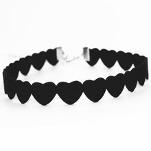 Load image into Gallery viewer, Black Leather Love Heart Choker Necklaces