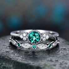 Load image into Gallery viewer, Green Blue Stone Crystal Rings