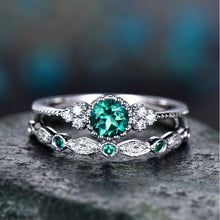 Load image into Gallery viewer, Green Blue Stone Crystal Rings
