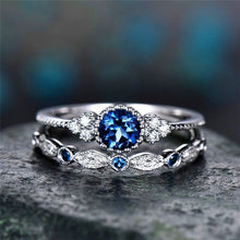 Load image into Gallery viewer, Green Blue Stone Crystal Rings