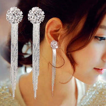 Load image into Gallery viewer, Rhinestone Long Drop Earrings