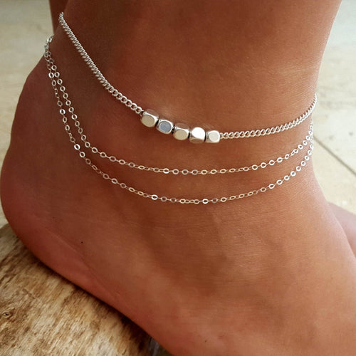 Modyle Silver Color Link Chain Anklet